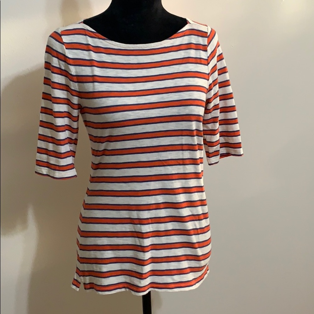 * J Crew boatneck stripe painter tee